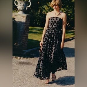 Anthropologie Hutch Black Velvet Polka Dot Formal Dress
